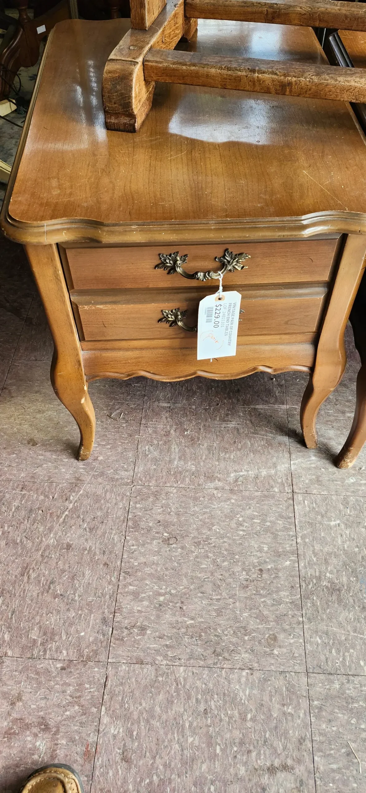 Vintage Pair Of Country French End Tables 1
