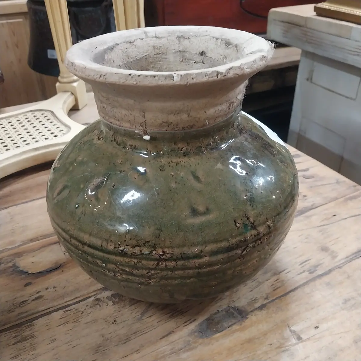 Green Glazed Terra Cotta Vase 1