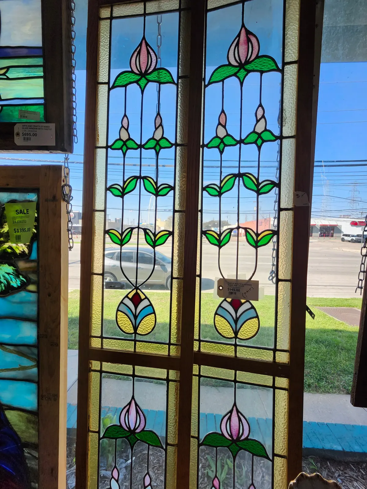 Pair Of Beautiful Stained Glass Side Lights 1