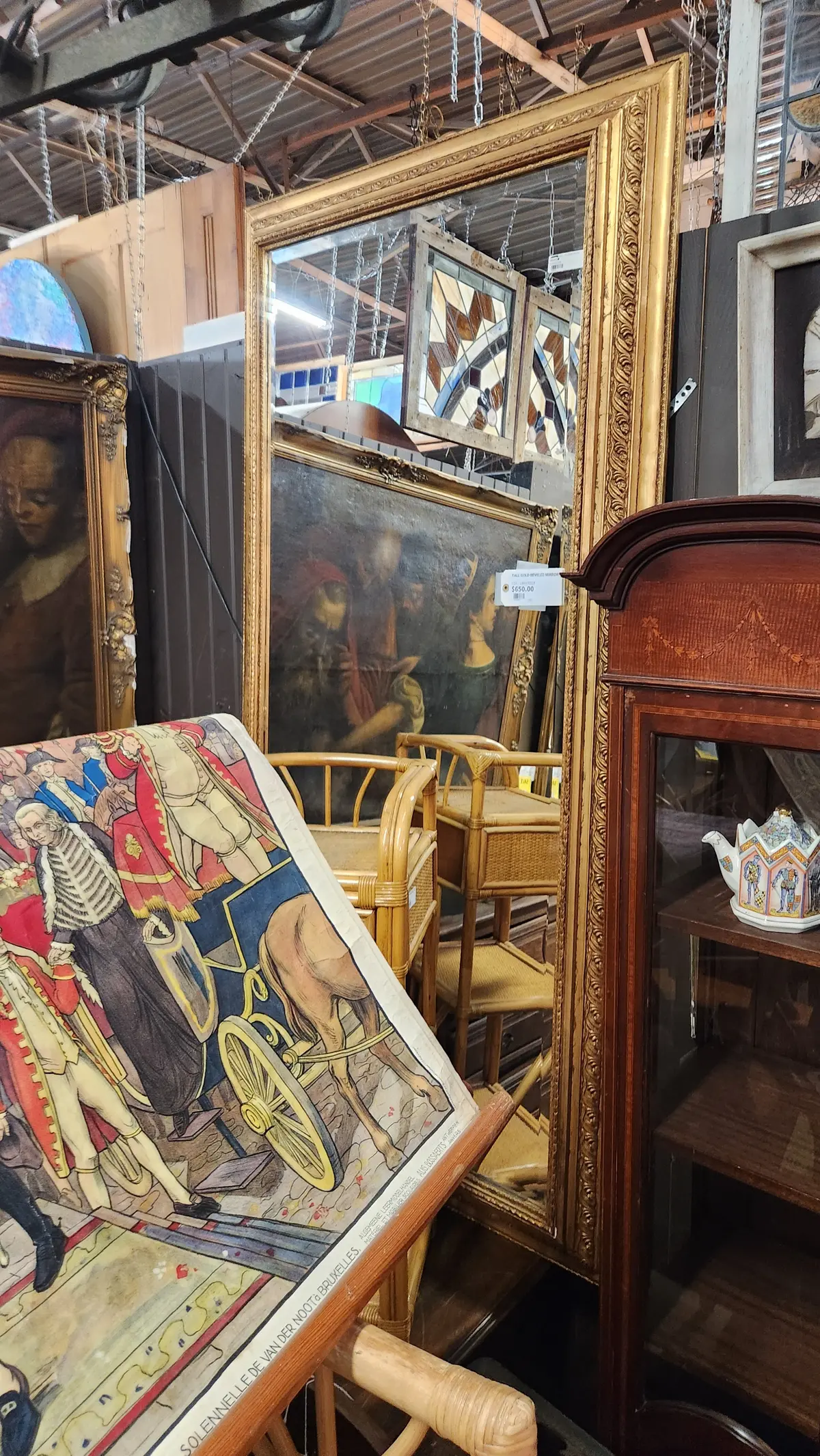 Tall Gold Beveled Mirror 1