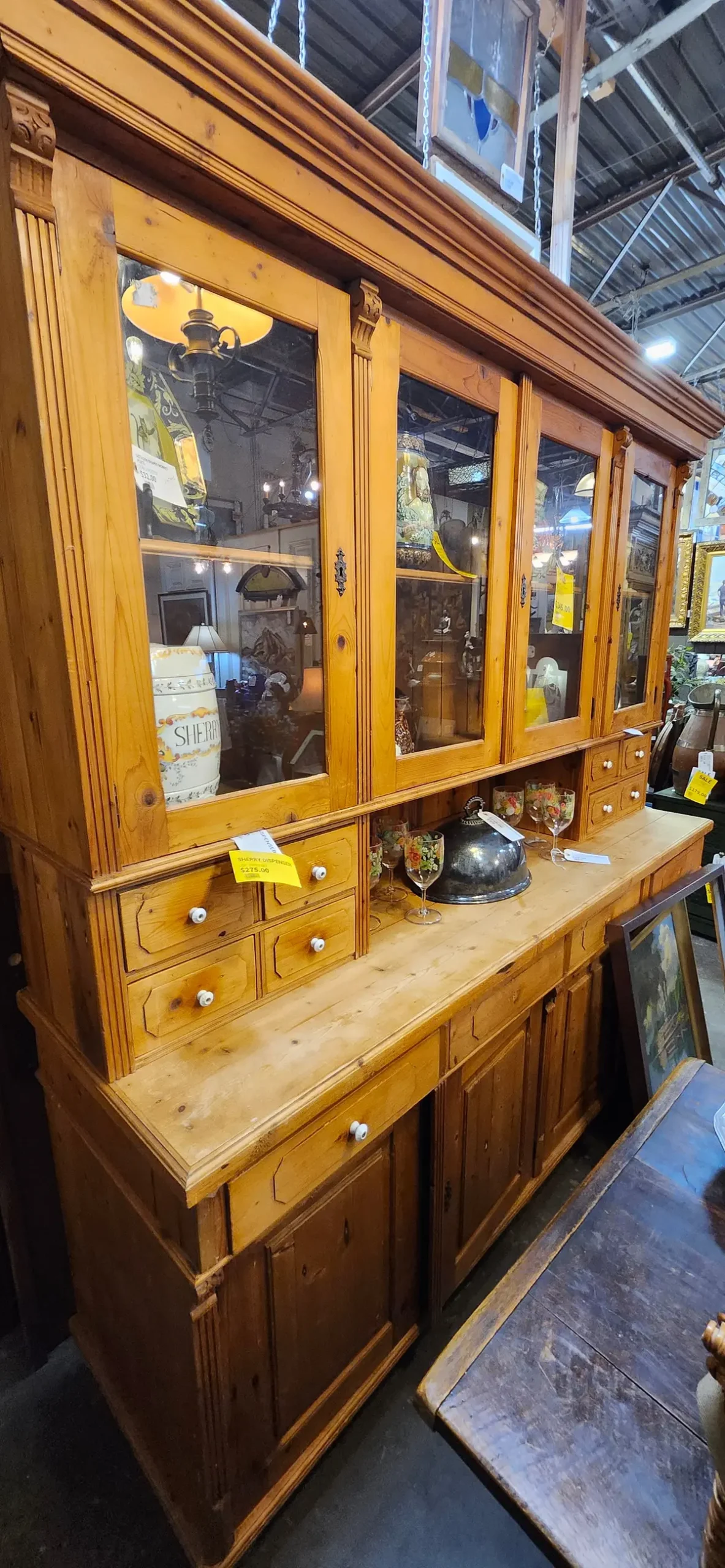 Large Pine Cabinet With Porcelain Knobs 1