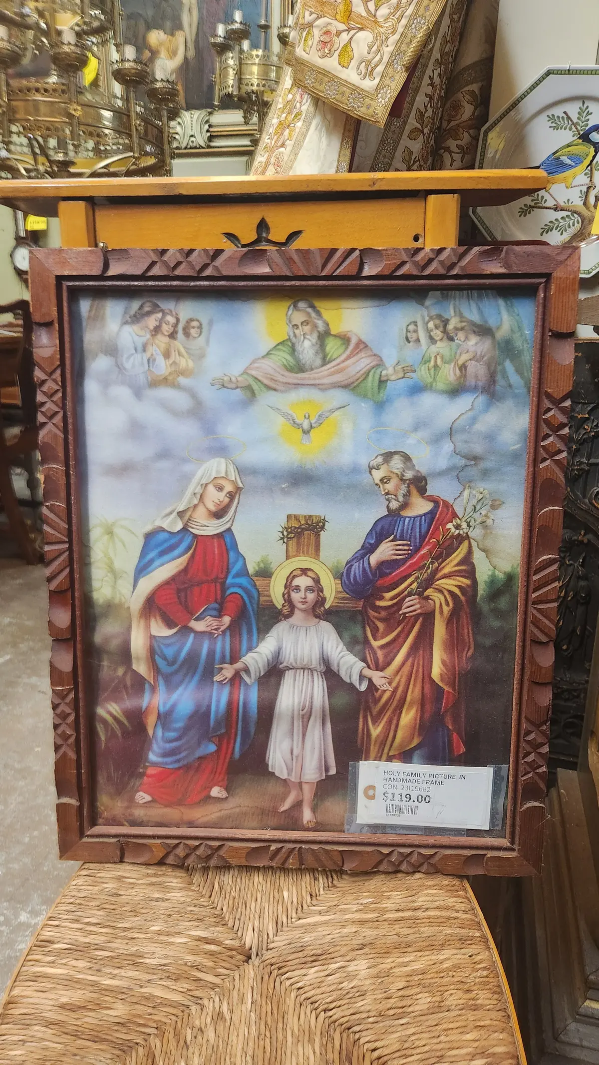 Holy Family Picture  In Handmade Frame 1