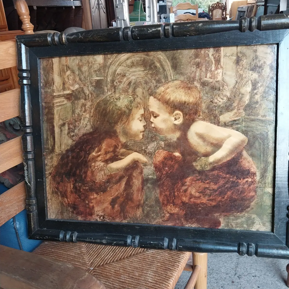 Black Framed Print Of Children 1
