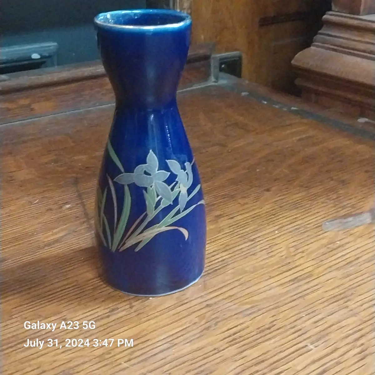 Small Blue Japanese Saki Decanter 1