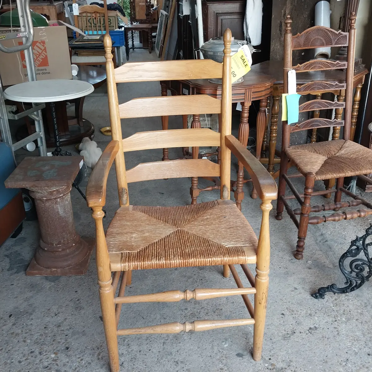 Rush Seat Ladderback Chair As Found 1