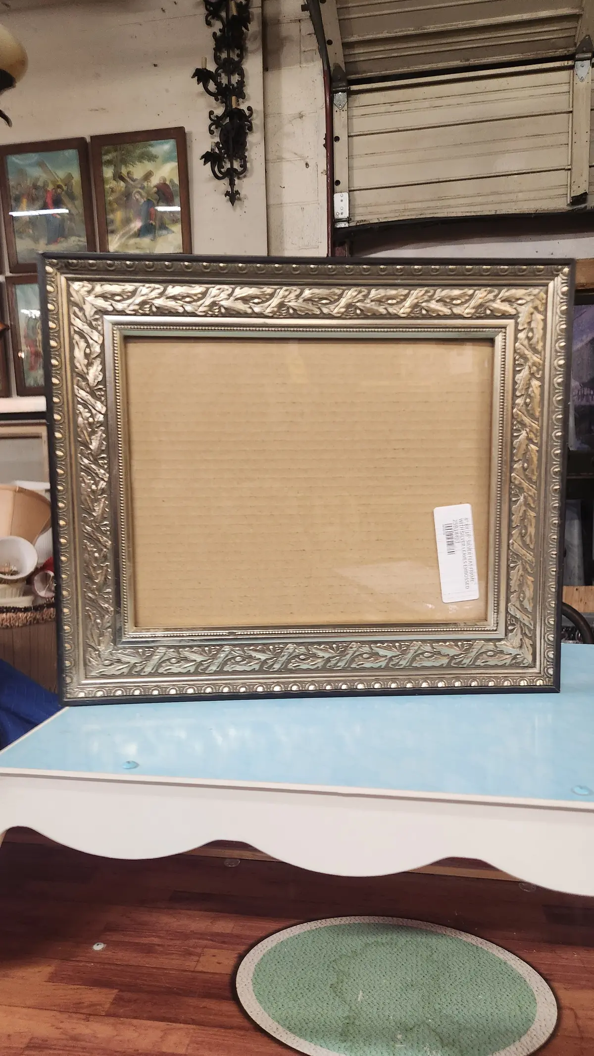8" By  10" Silver Flat Frame With Silver Leaves Embossed 1
