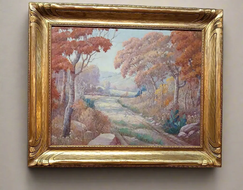 Framed Fall Sylvan Oil Painting Signed Fredrick Jarvis Texas Artist 1