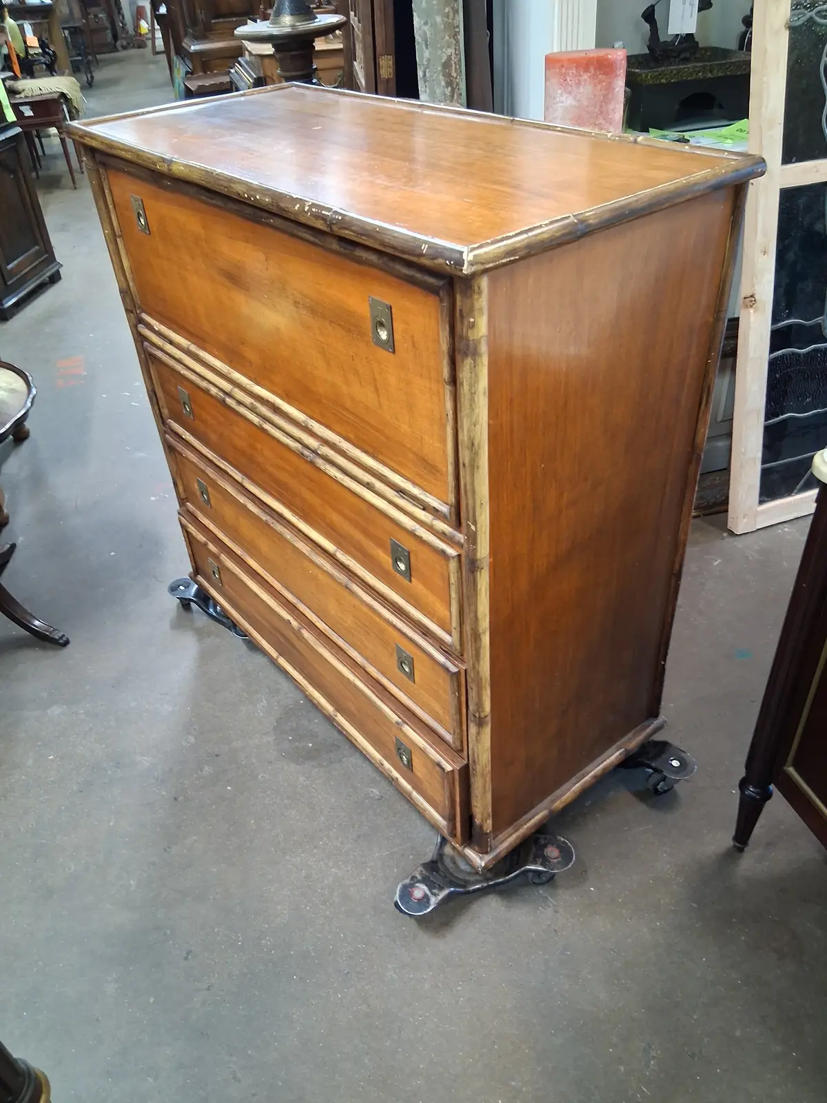 Large Vintage Bamboo Bamboo Chest 1