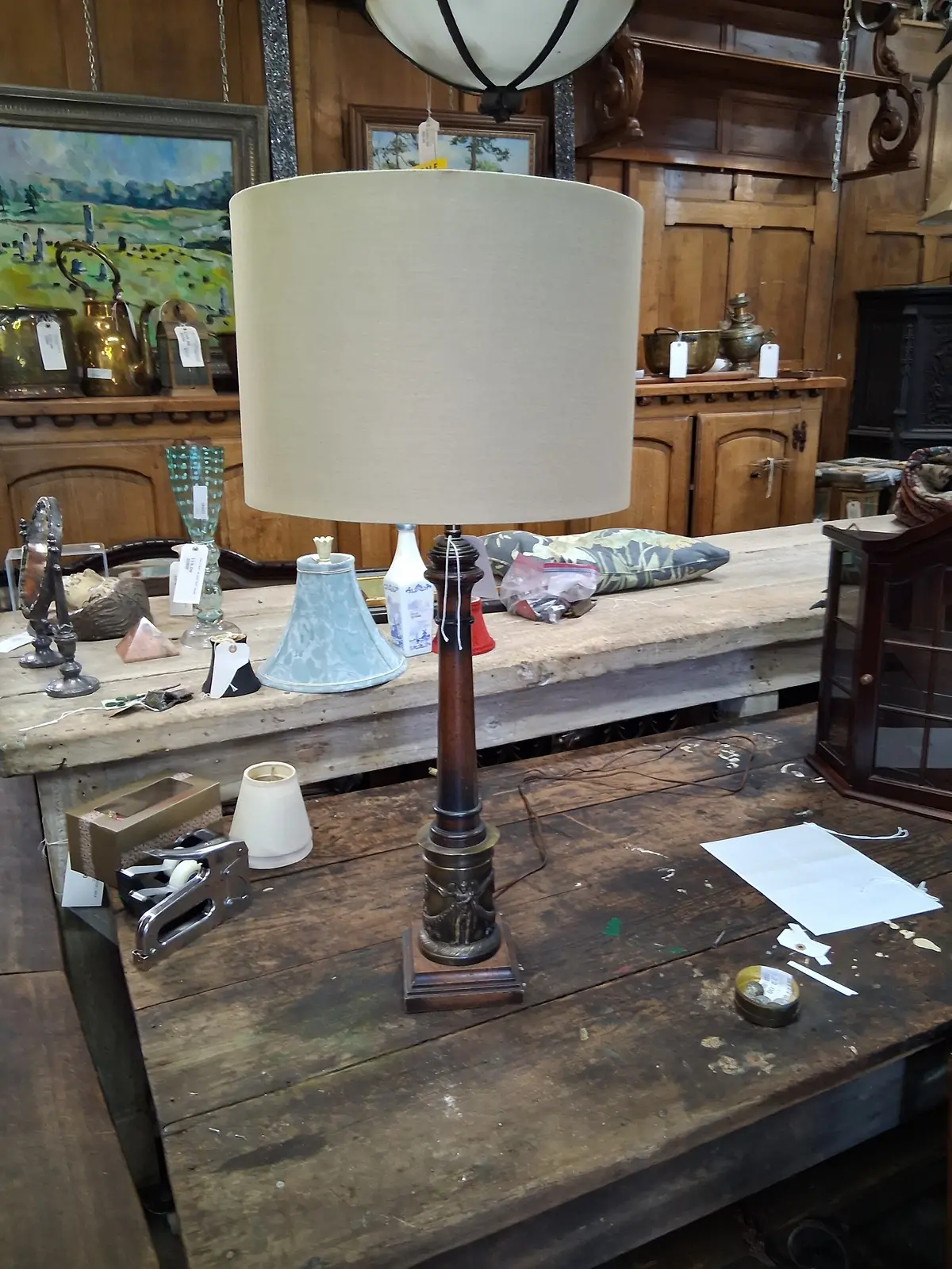 Metal & Wood Tall Table Lamp 1