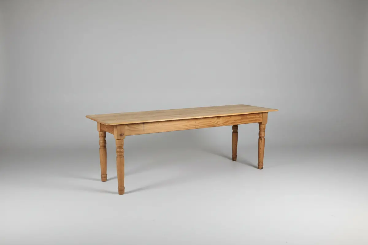 Narrow Pine Waxed Table With Bread Board Ends 1
