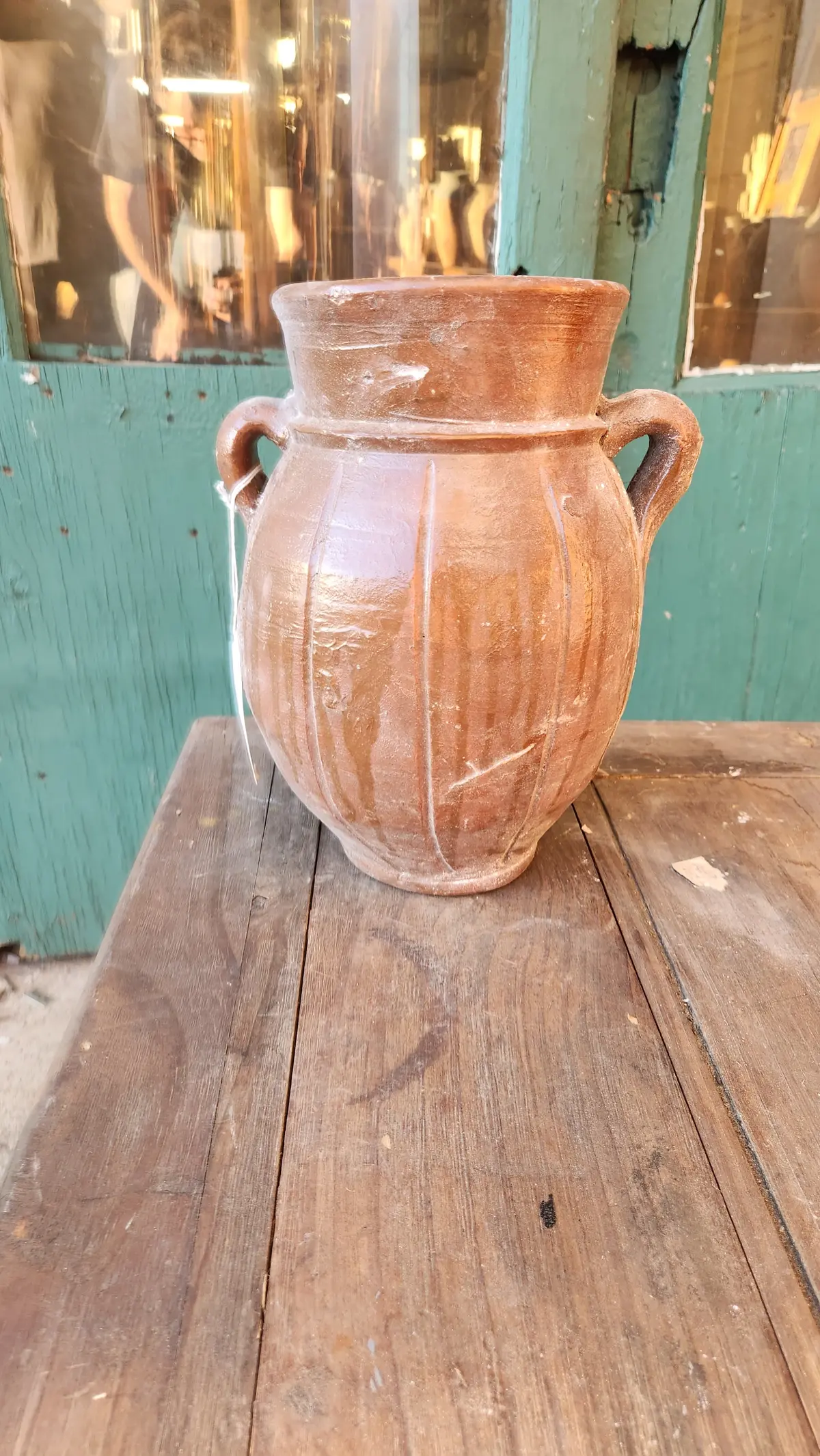 Glazed Terra Cotta Vase With Two Handles 1