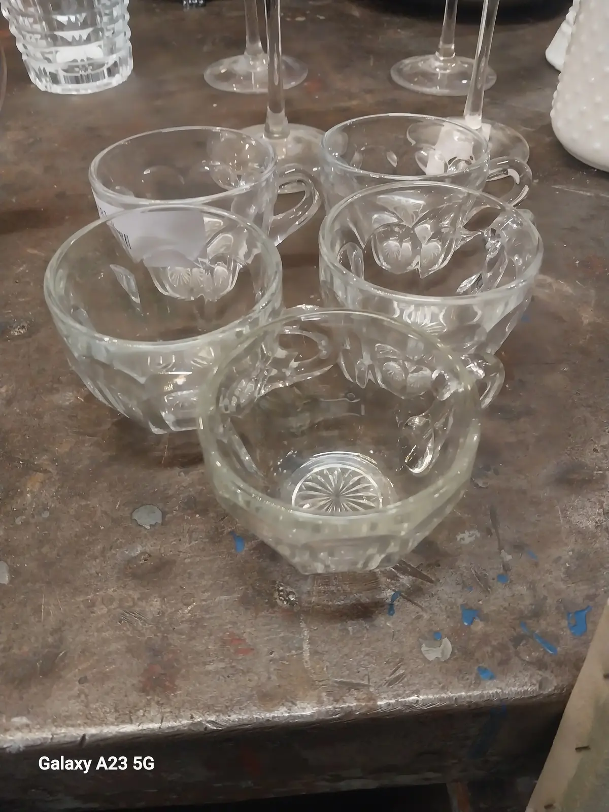 Set Of 5 Pattern Glass Cups 1