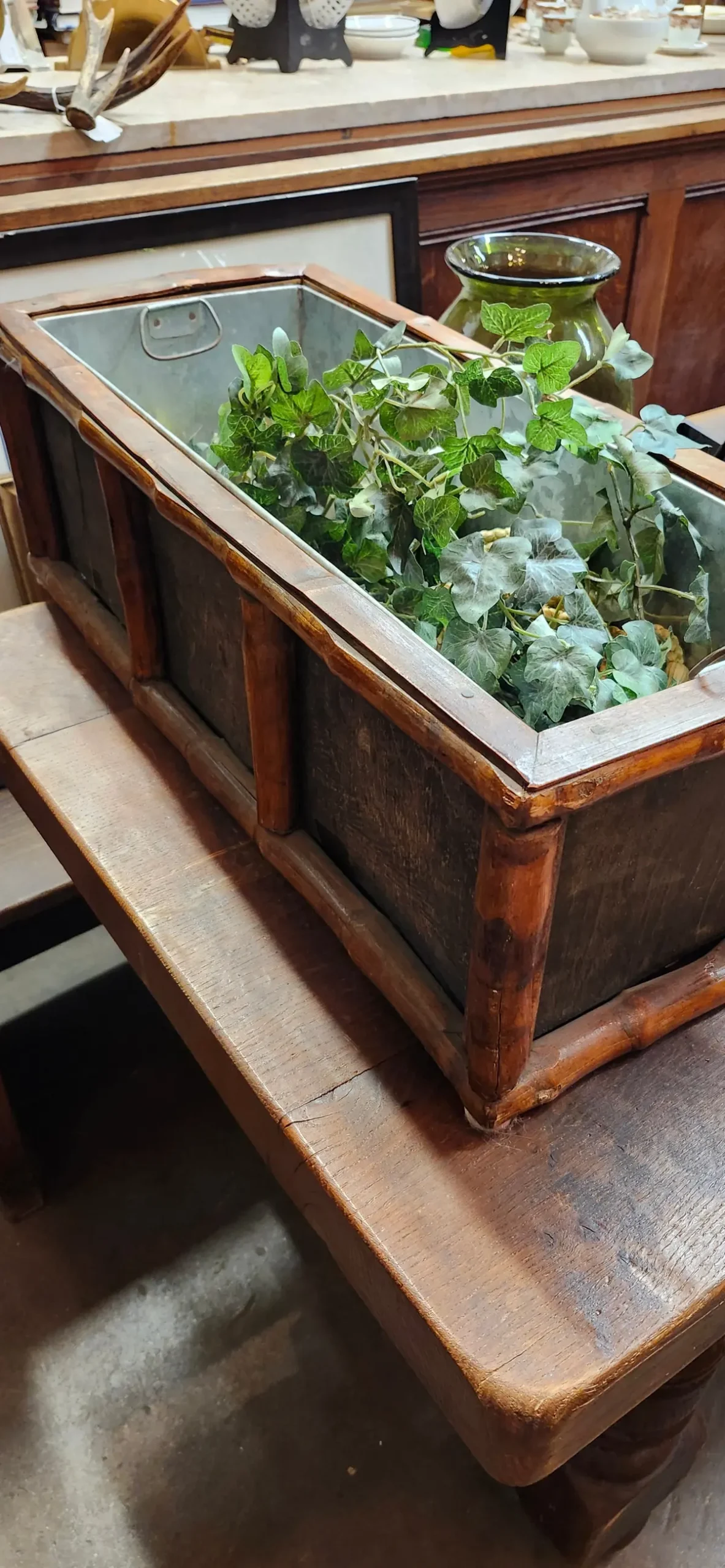 Rectangular Bamboo Planter With Galvanized Liner Wa 1