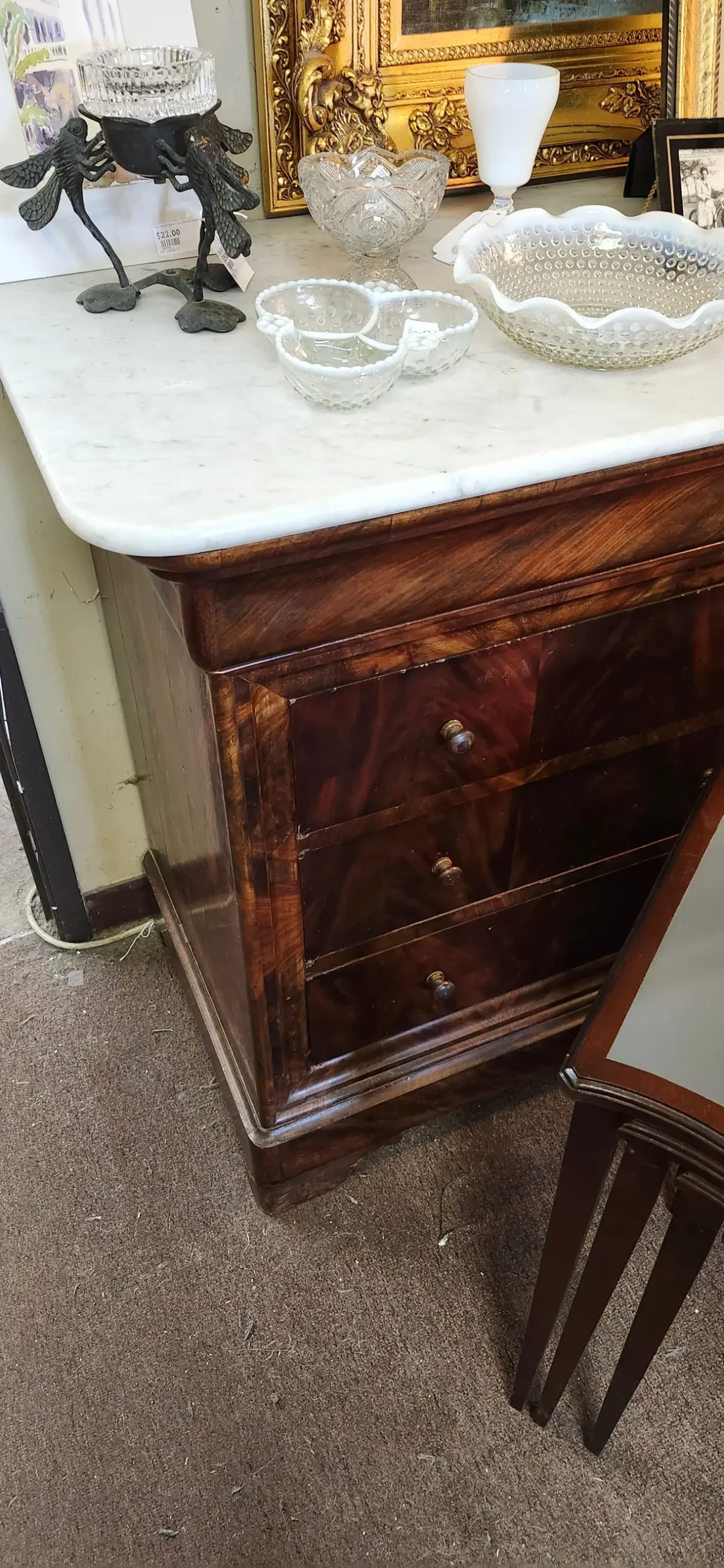 Louis Philippe White Marble Top Mahogany Chest 1