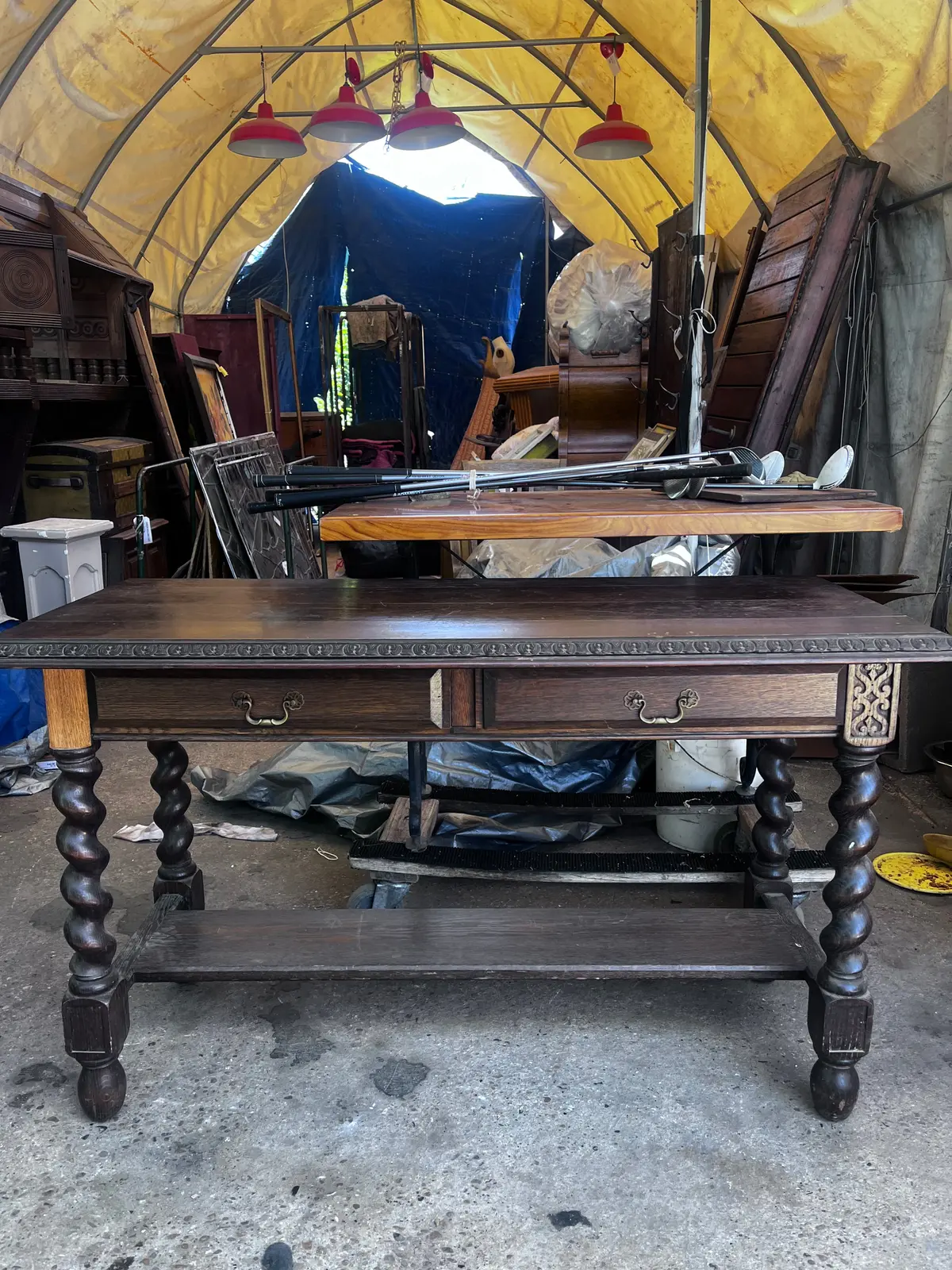 Oak Barley Twist  Hall Table As Found 1