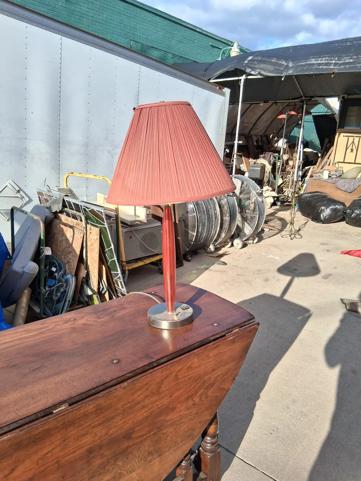 Modern Red Lucite Lamp With Shade 1