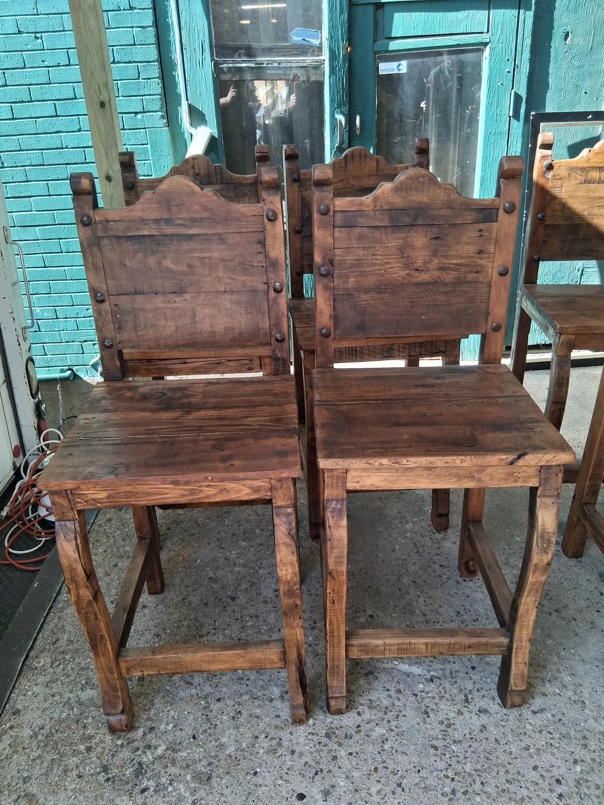 Set Of 8 Rustic Barstools 1