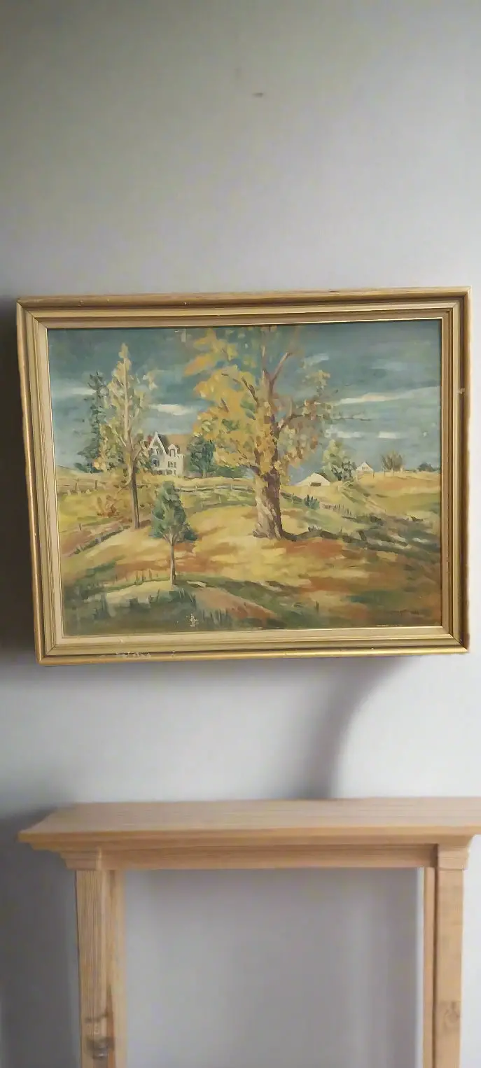 Framed Impressionist Oil Painting Of A Yellow Tree 1