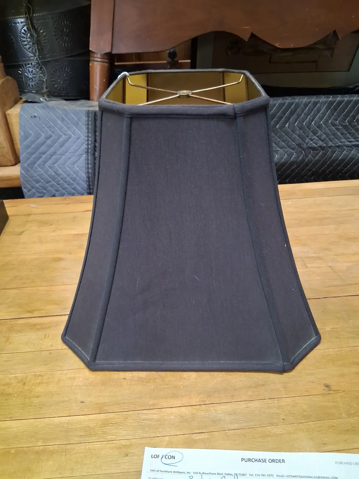 Large Black Lamp Shade With Gold Inside 1