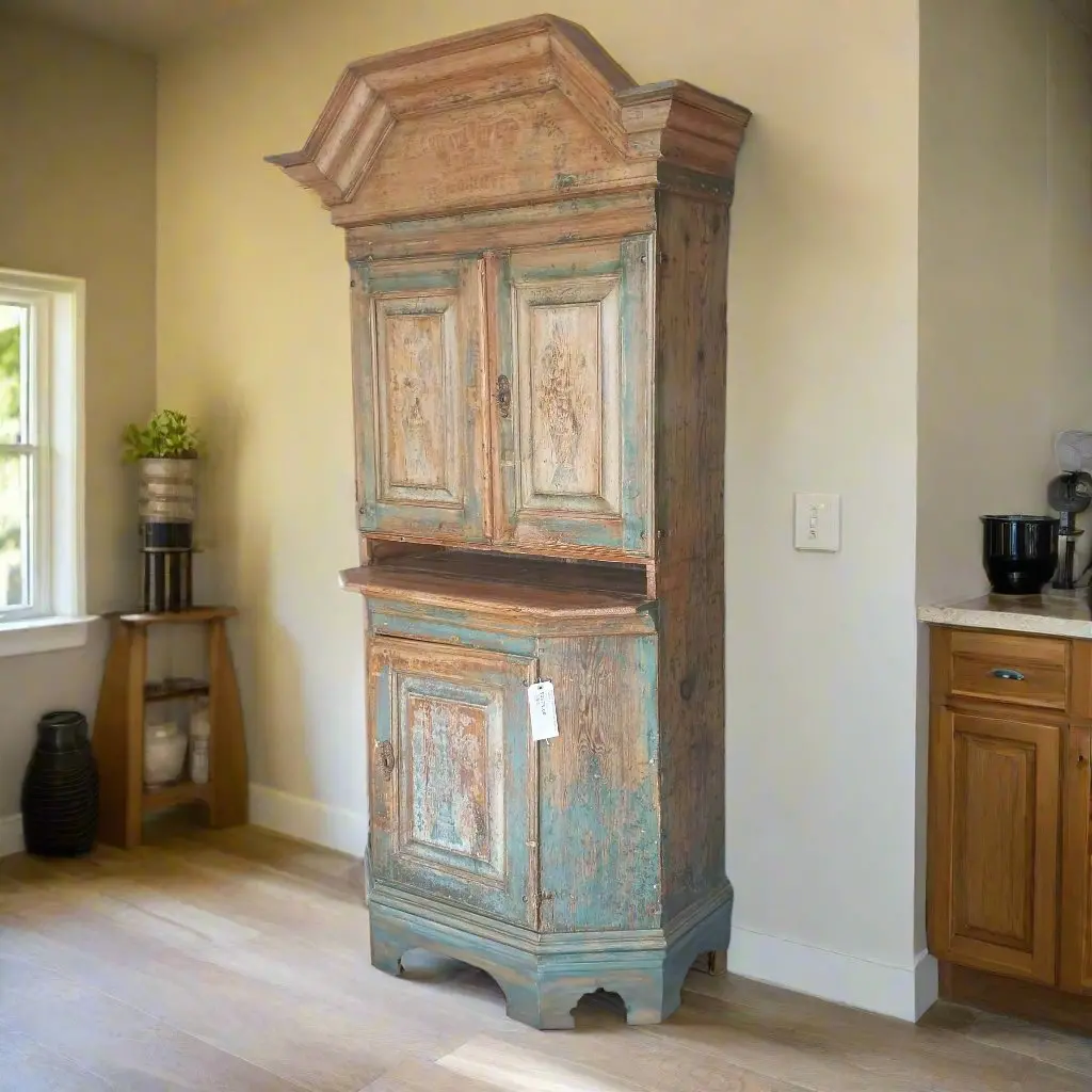 Rustic Swedish Pine Painted Cabinet 1