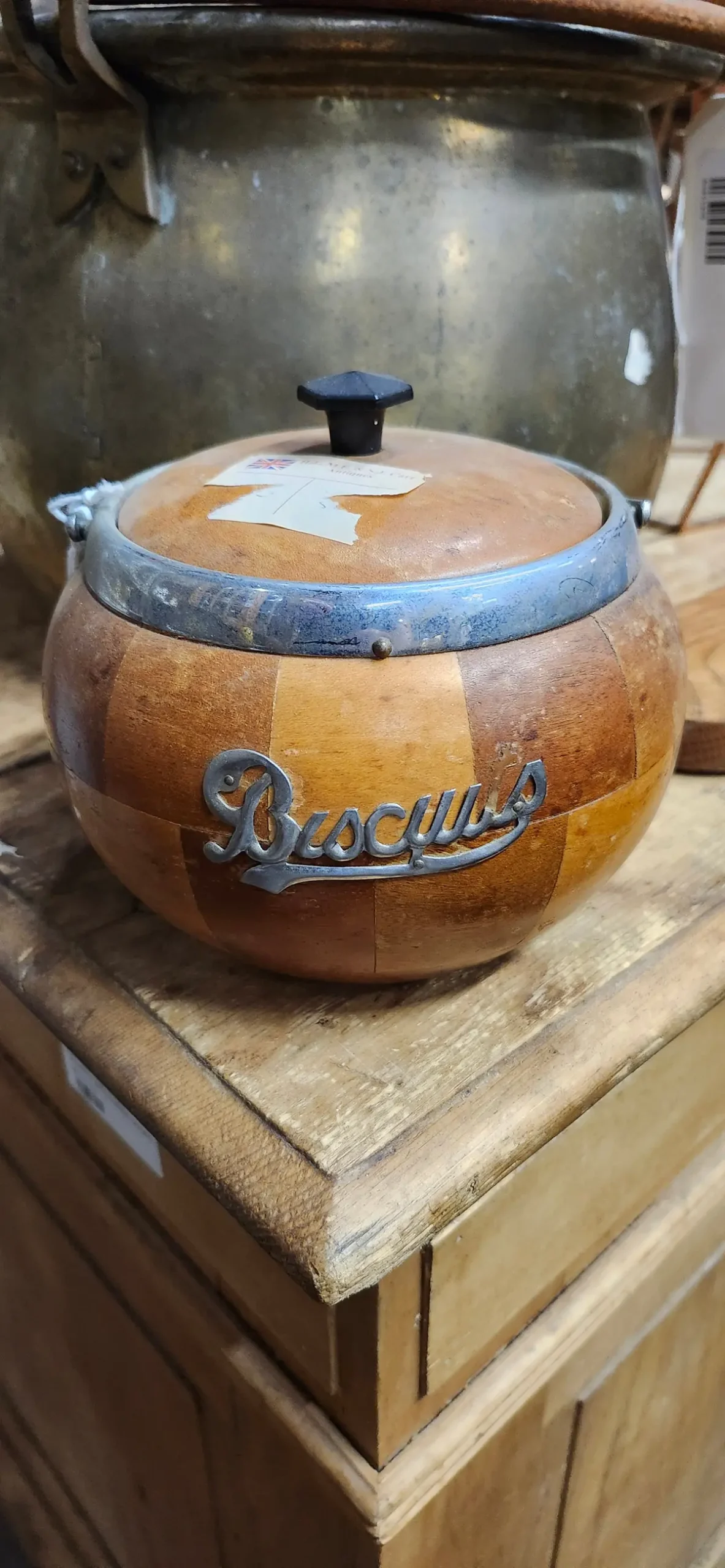 Wood And Chrome Biscuit Barrell 1