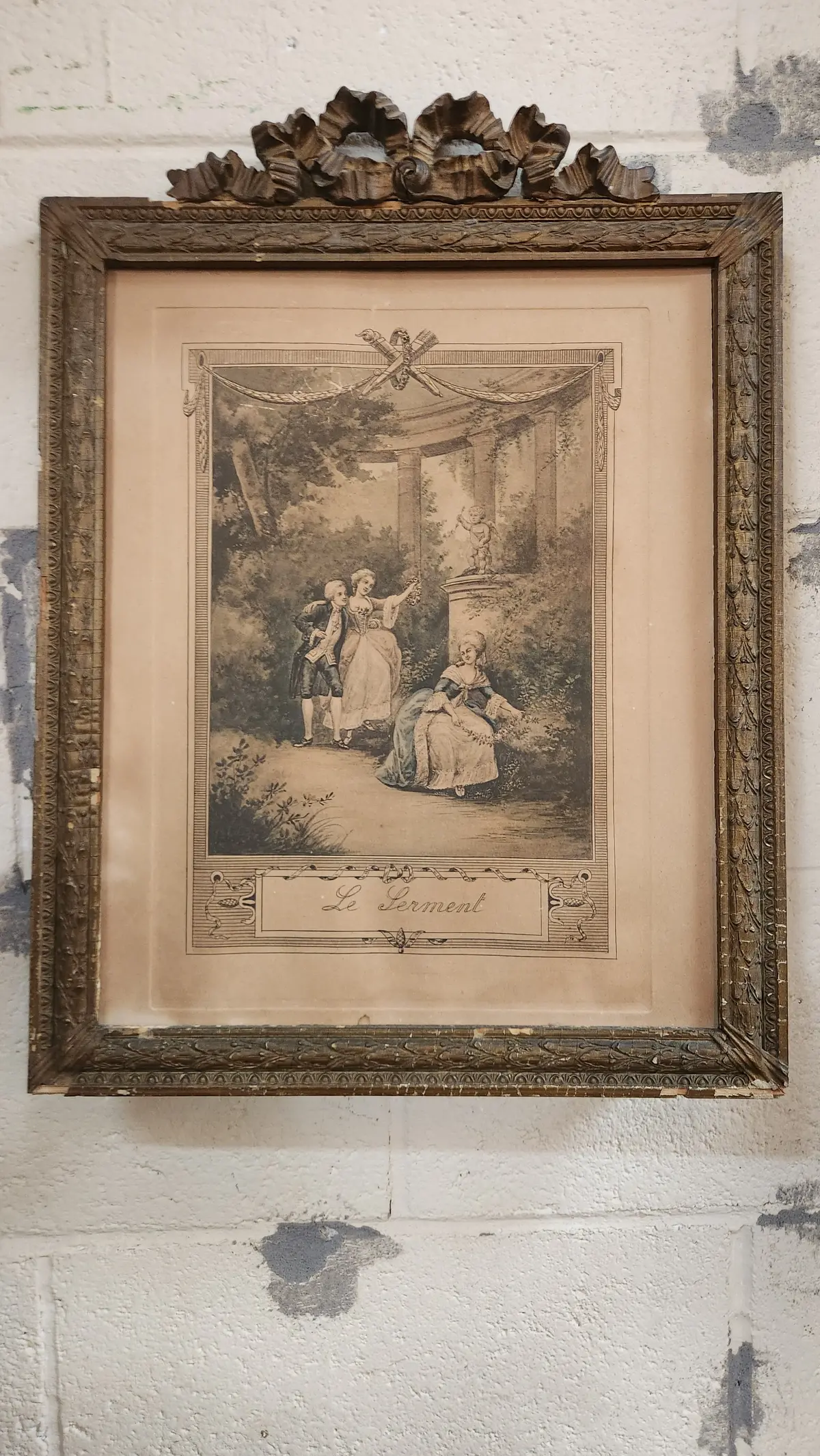 Louis Xvi Gilt Frame With Ribbon Pediment 1