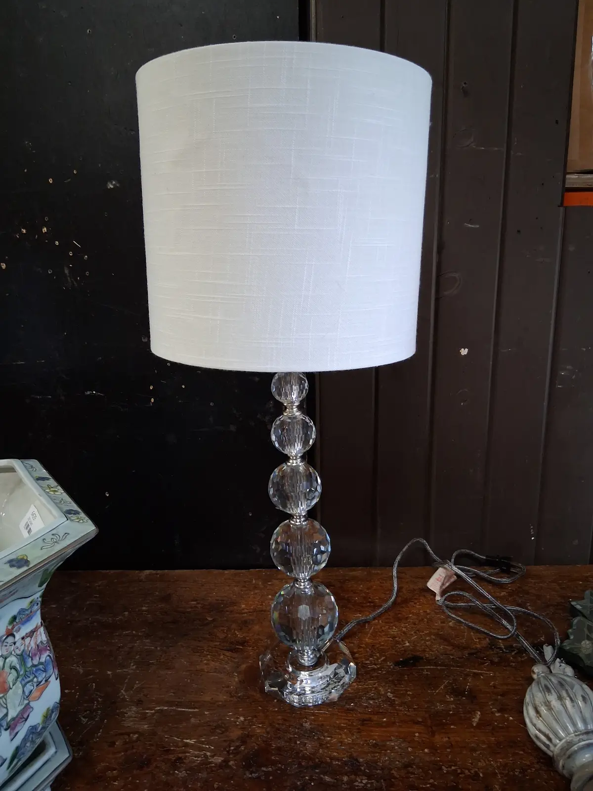 Tall Hollywood Regency Style Crystal Boudoir Lamp 1