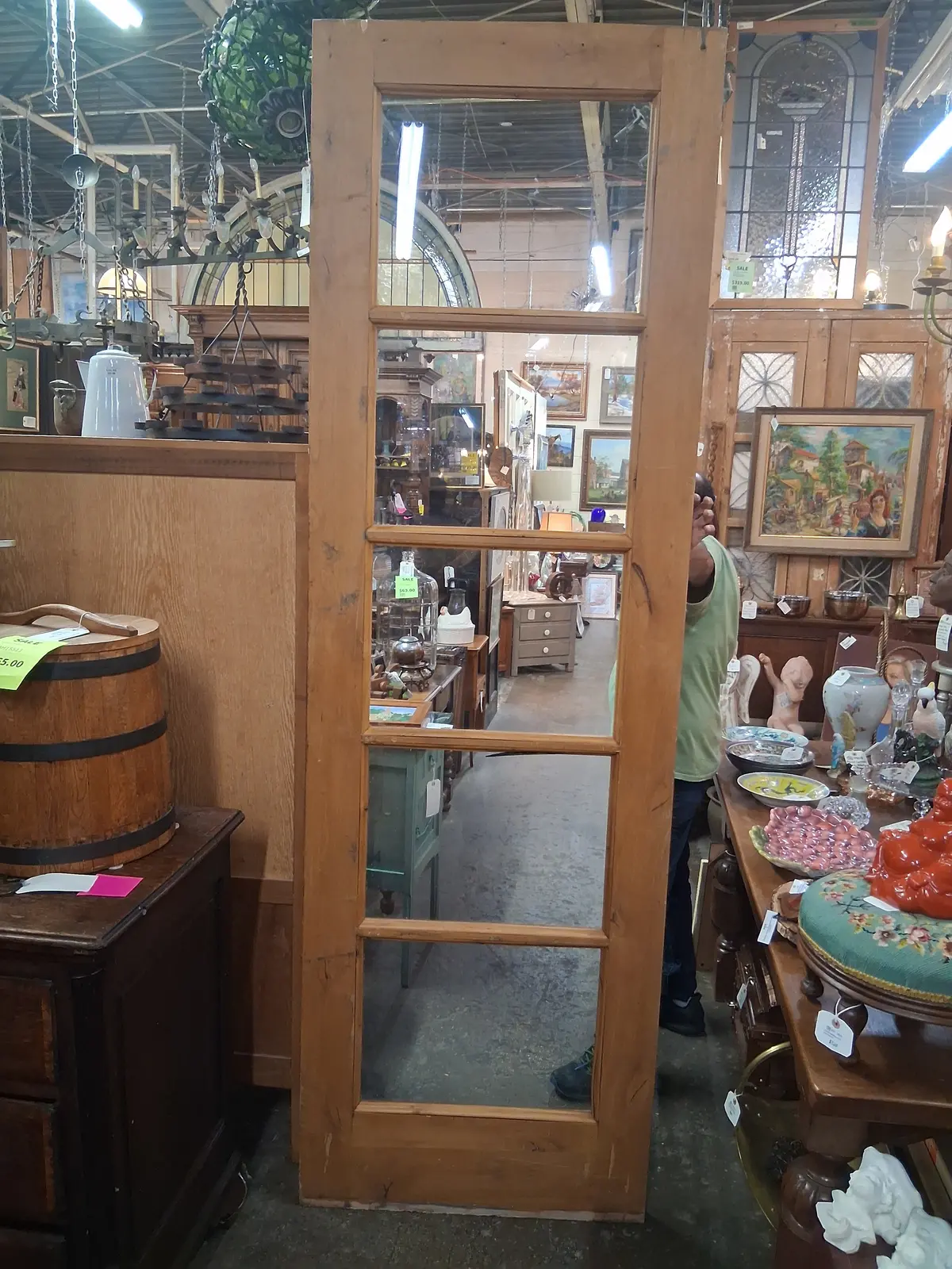 Pine Door With Mullioned Glass Panes 1