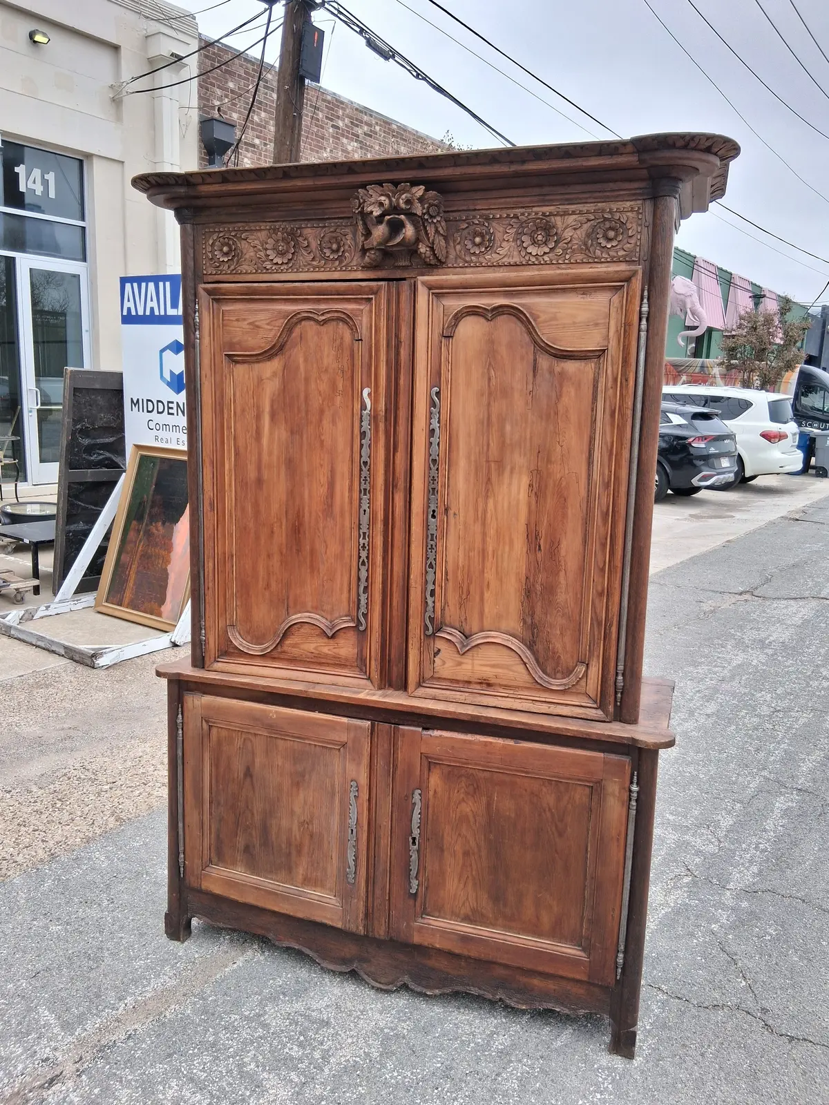 Country French Buffet Duex Corps With Love Birds - As Found 1