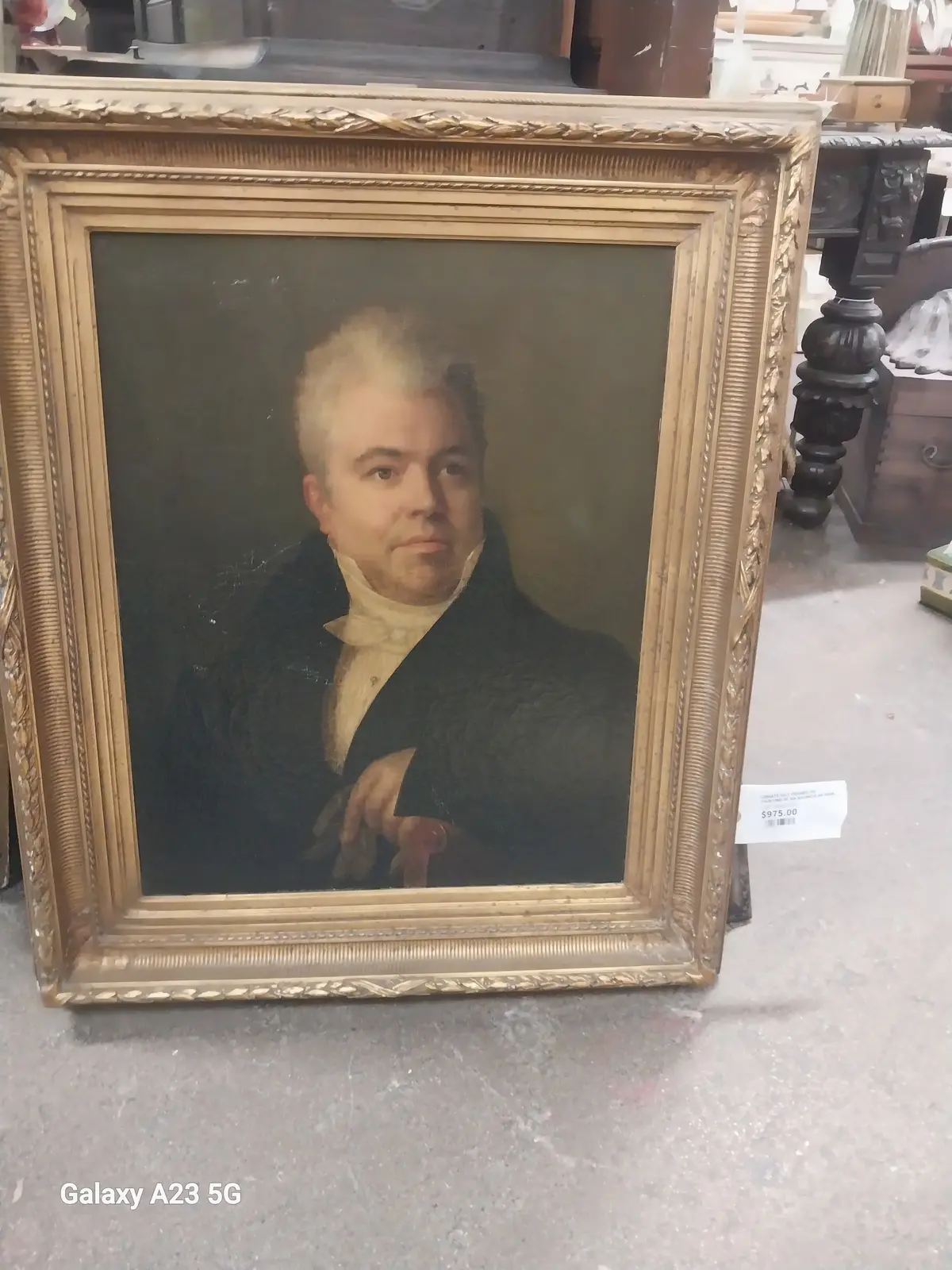 Ornate Gilt Framed Oil Portrait Painting Of An Avuncular Man 1