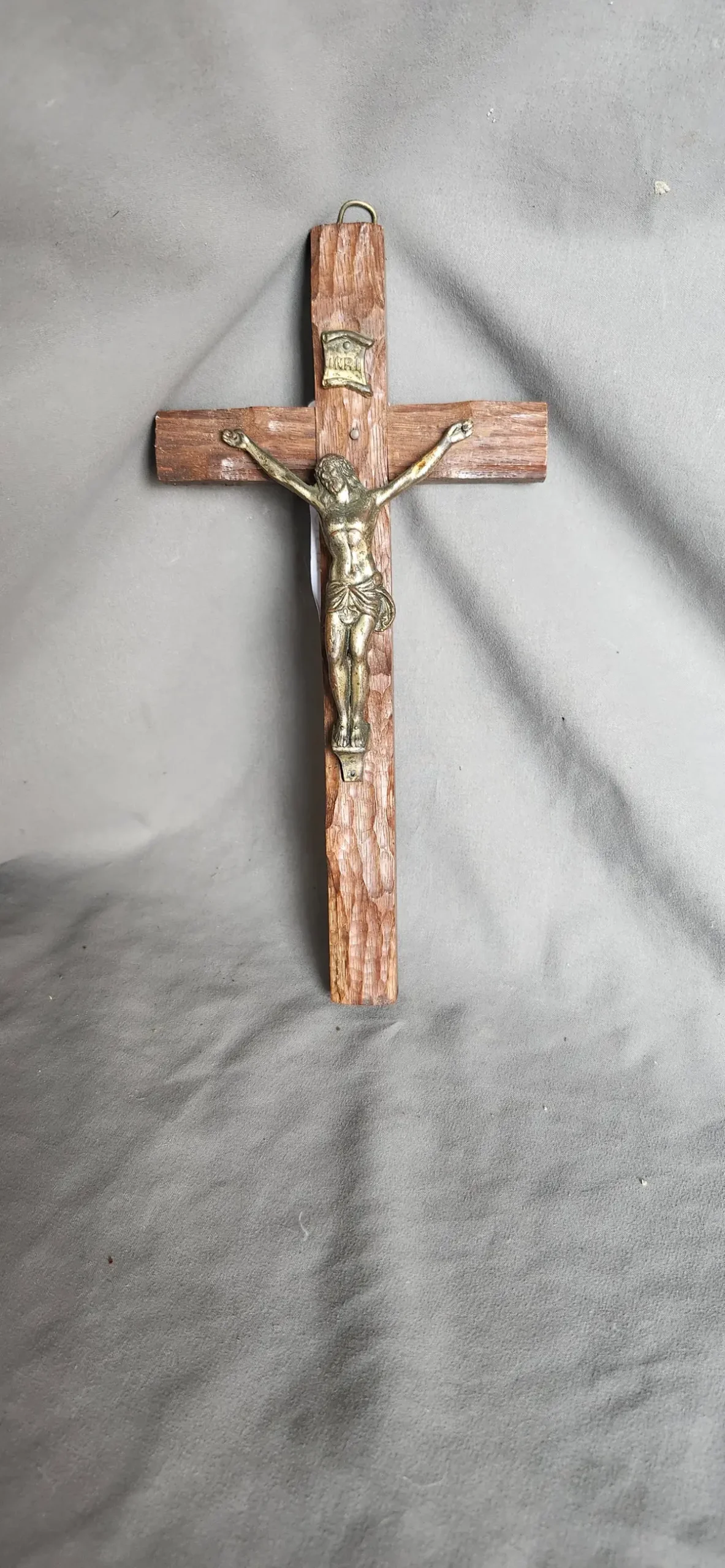 Small Rough Carved Oak Crucifix 1