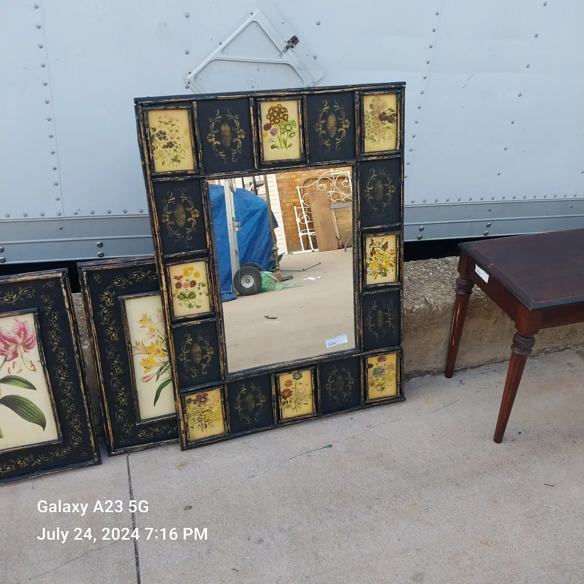Floral Painted Framed Mirror 1