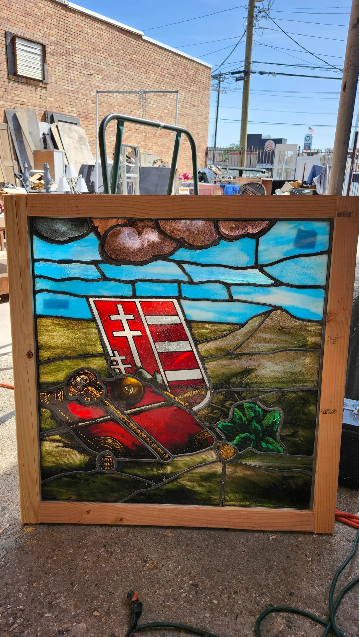 Square Stained Glass Window With Shields 1