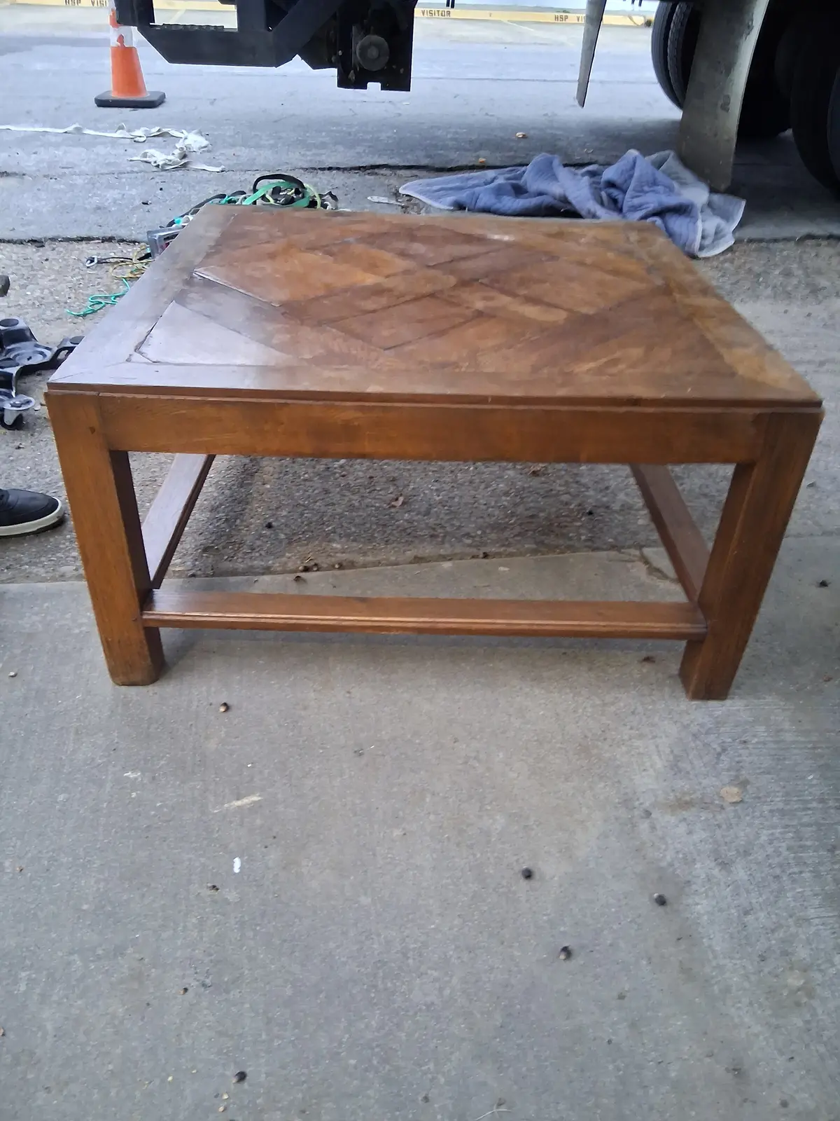 Oak Coffee Table With Early Parquet Top 1