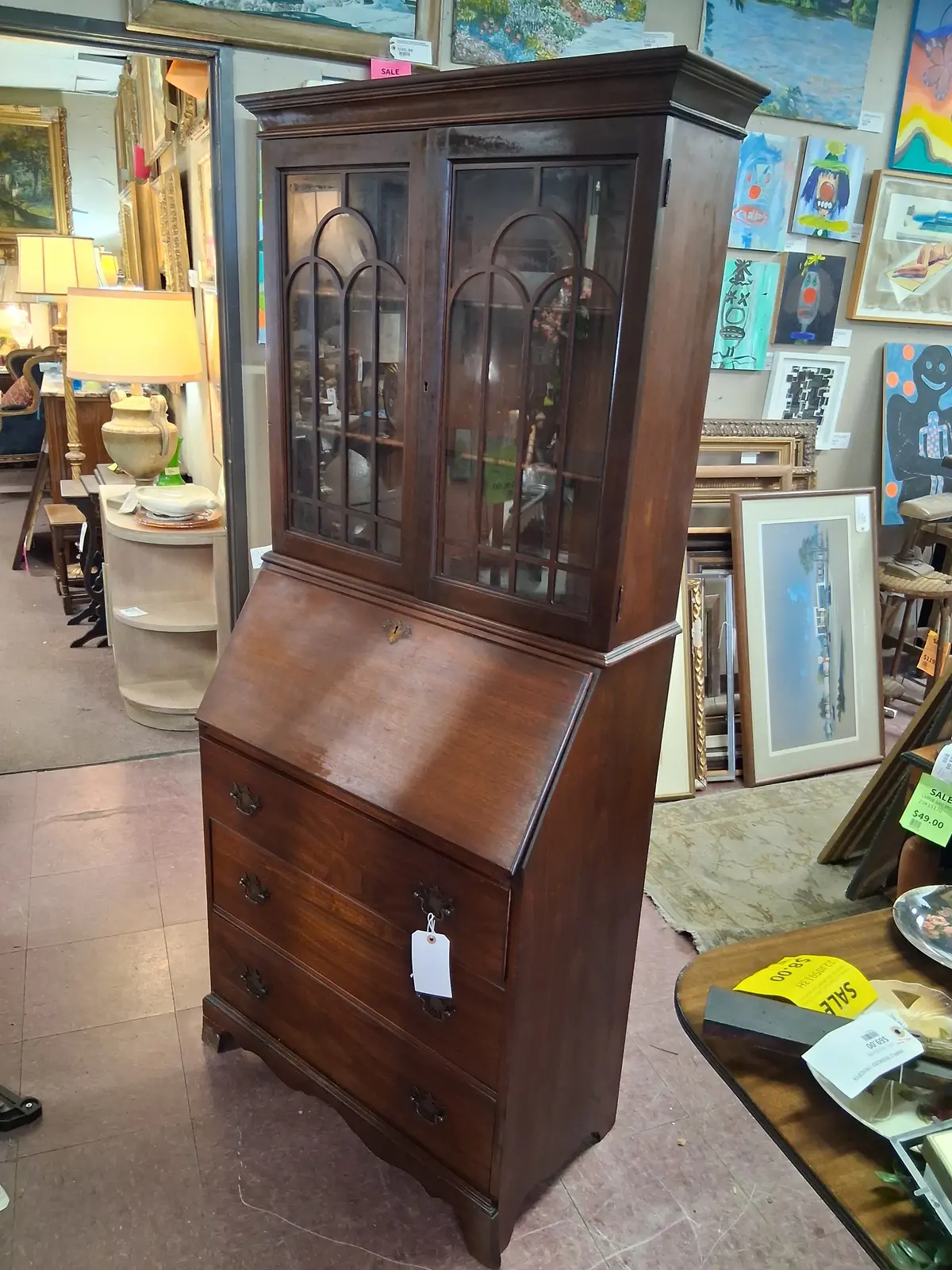 Federal Style Mahogany Drop Front Secretary Bookcase 1