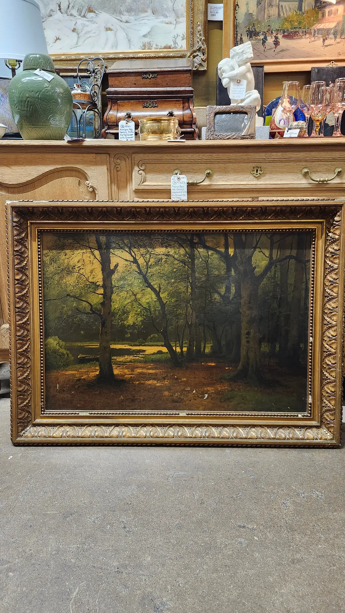 Large Gilt Frame Sylvan Oil Painting As Found 2