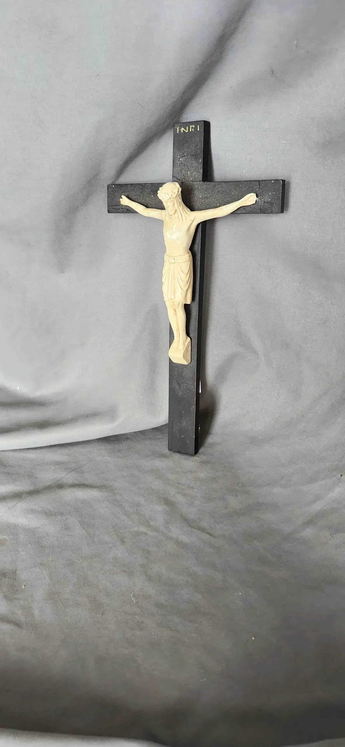 Ebonized Crucifix With Ecru Corpus As Found 1