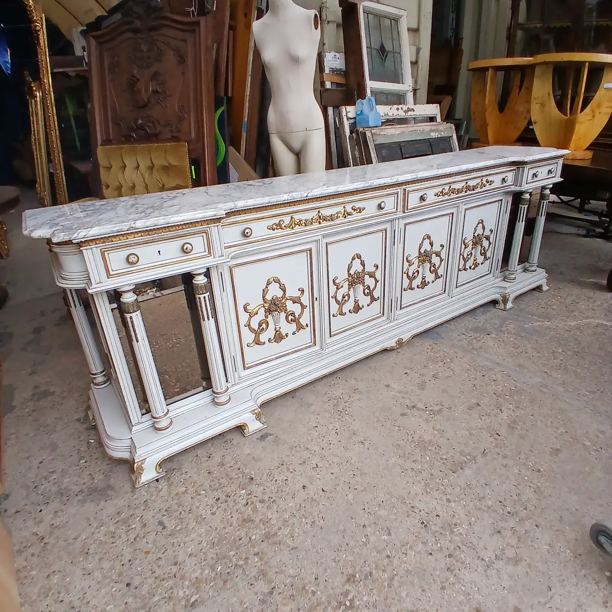 Marble Top Server Painted Long And Shallow 1