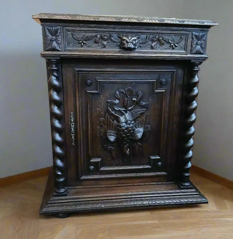 Barley Twist Jam Cupboard With Carved Bird 1