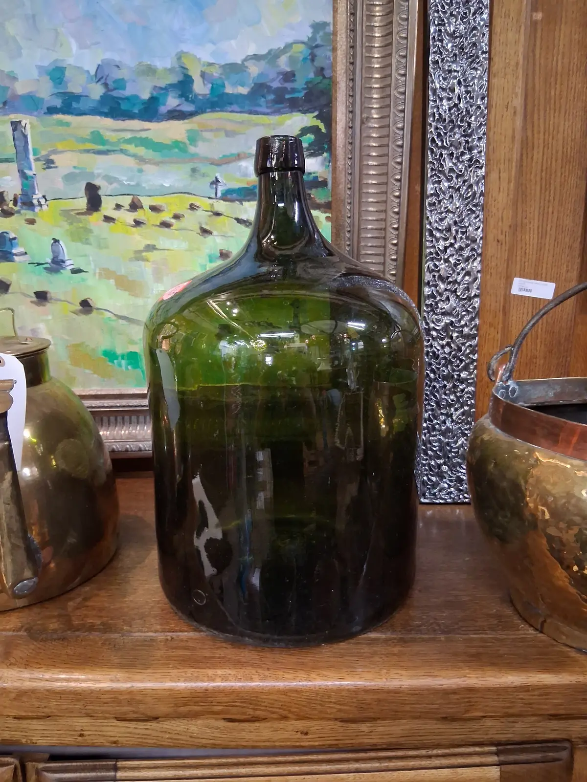Hand Made Green Cylinder Bottle 1