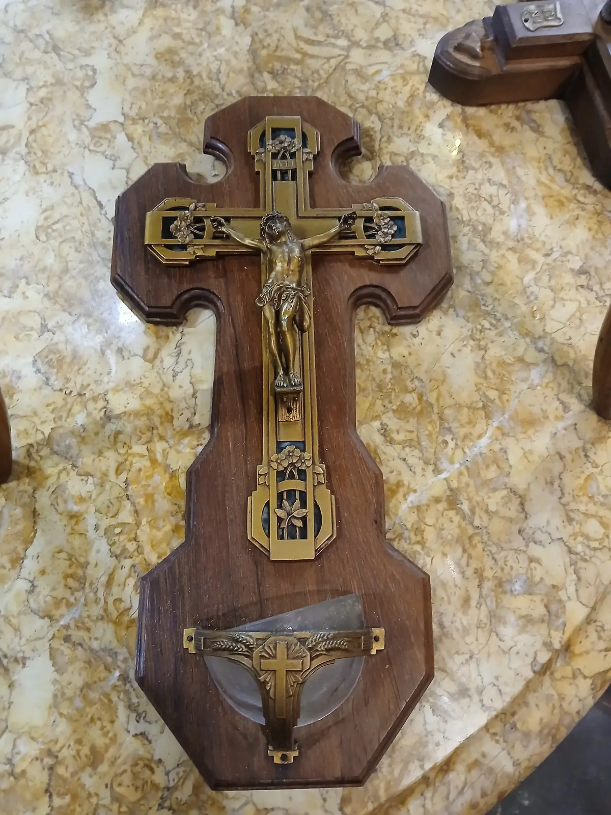 Holy Water Font On Rosewood Crucifix 1