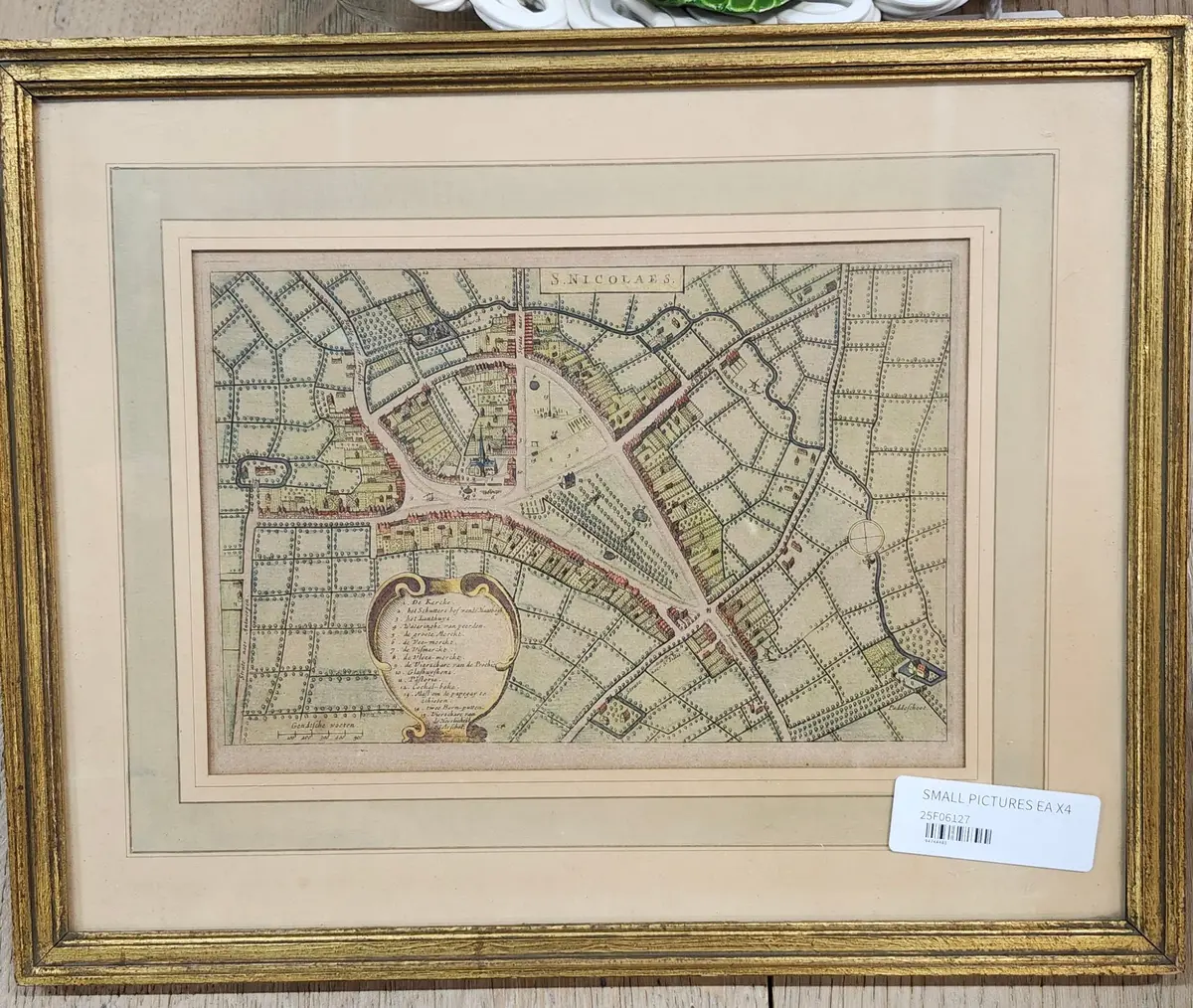 Small Gilt Framed  Florentine Street Map Or Plat 1