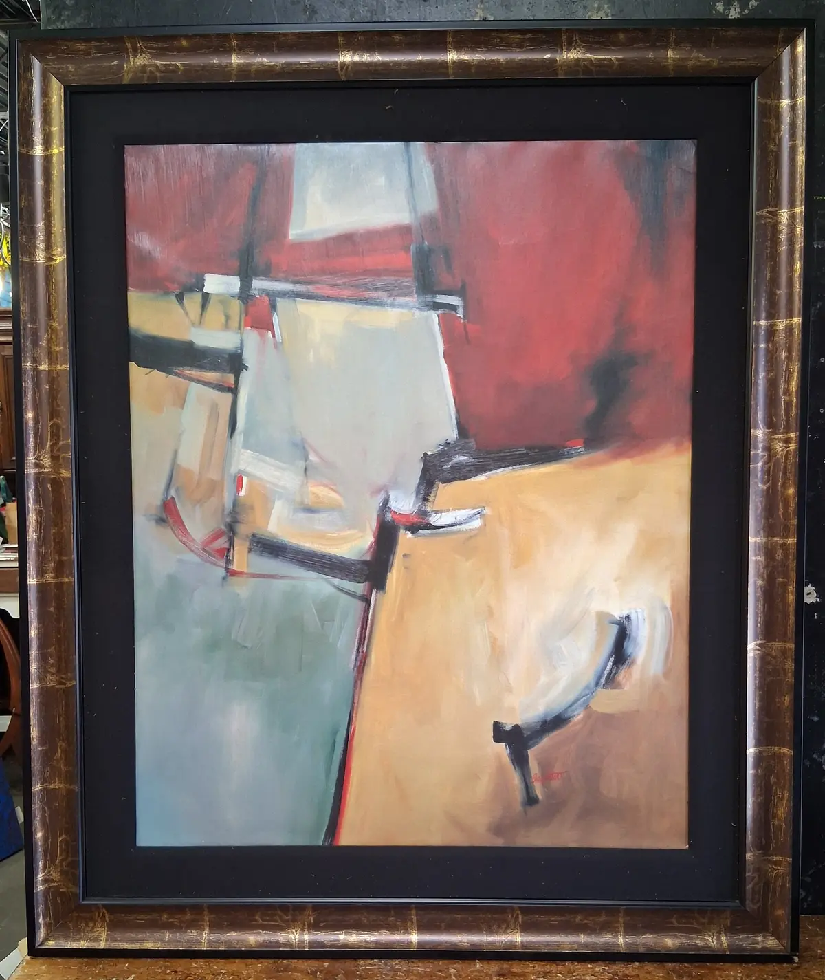 Large Framed Abstract  Painting 1