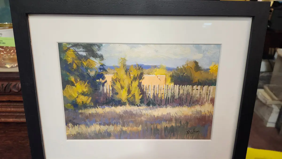 Small Water Color Of A Farm Fence Signed Bob Rohm 1