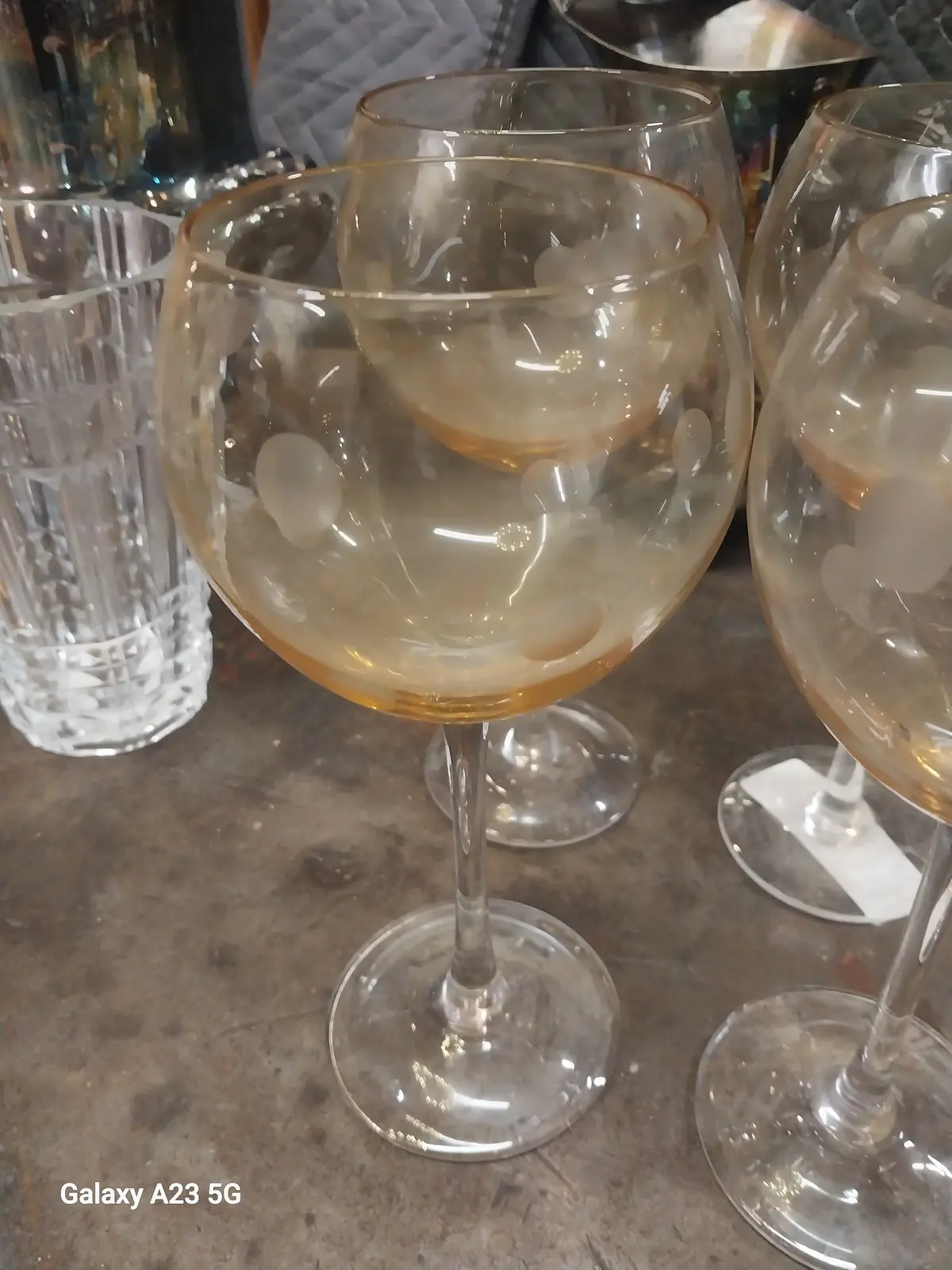 Set Of 4 Midcentury Stemmed Grystal Goblets 1