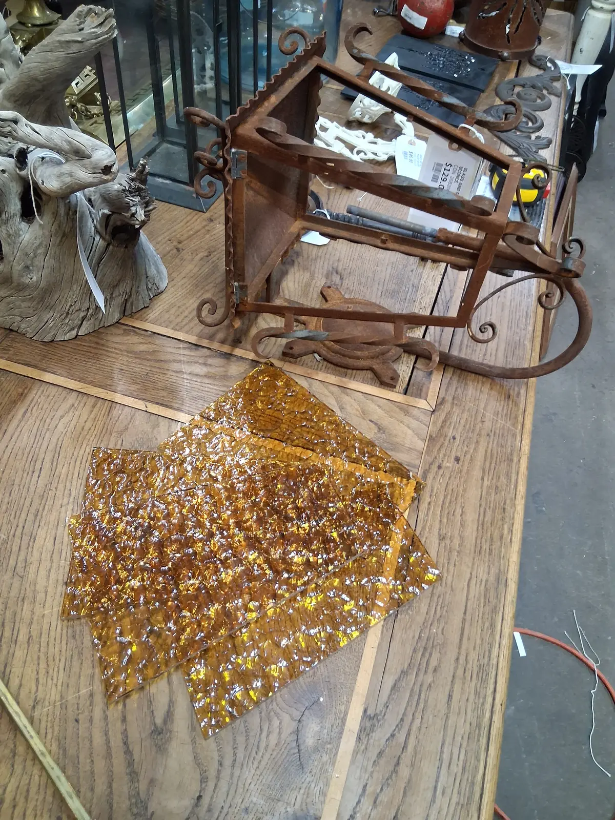 Glass And Rusty Iron Sconce 1