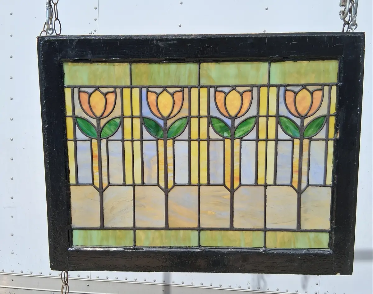 Stained Glass Window With Tulips 1