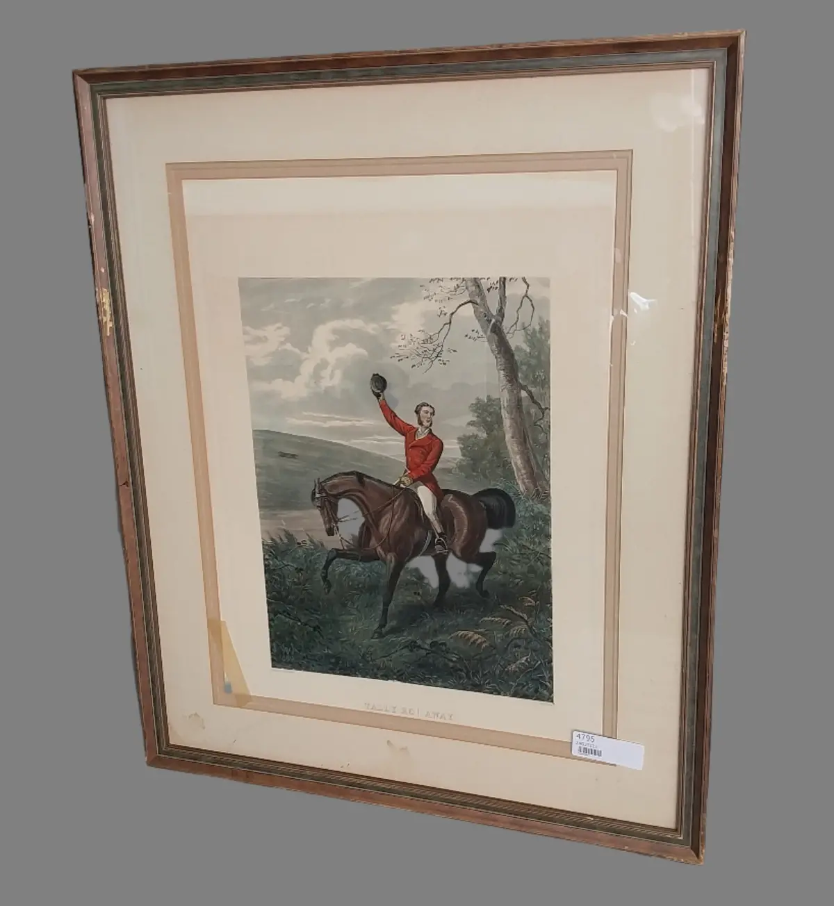 English Hunt Scene Colored  Engraving Print "Tally Ho" 1