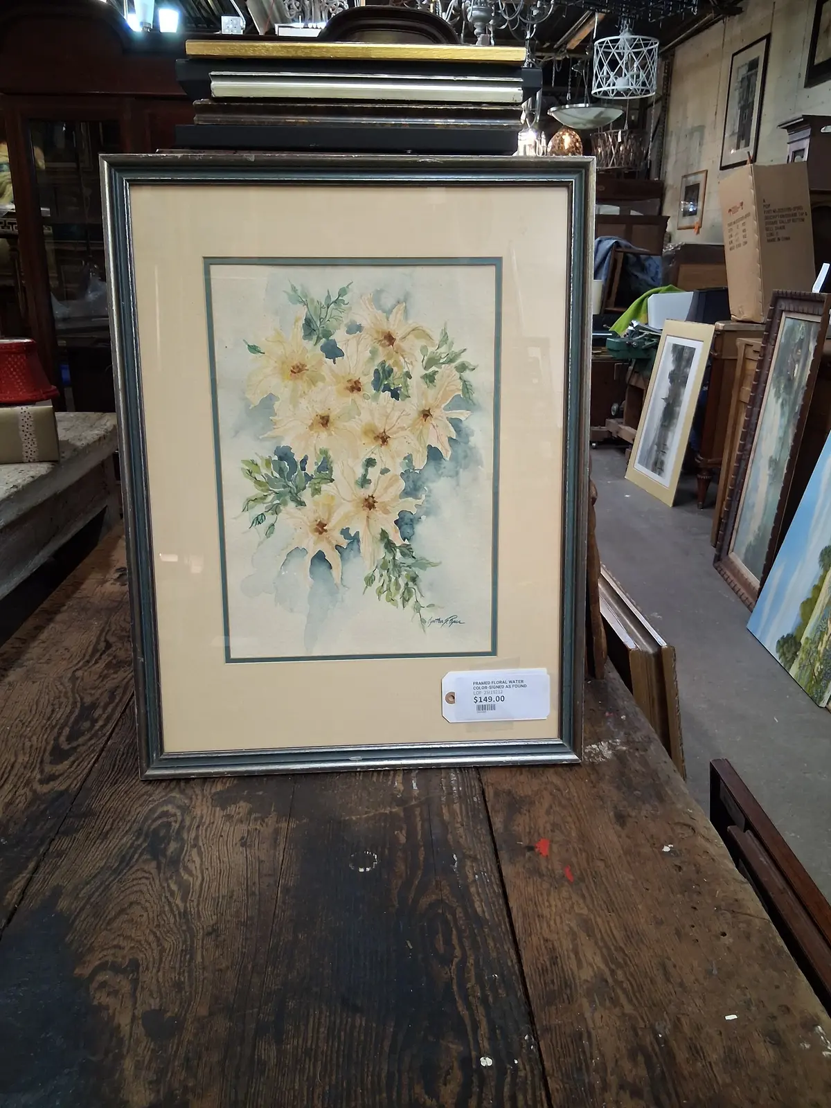Framed Floral Water Color-Signed As Found 1