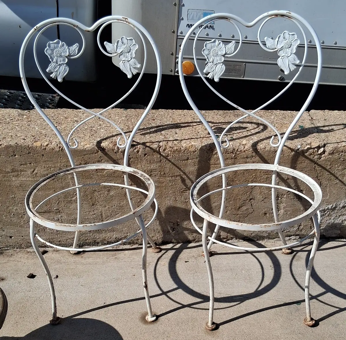 Pair Of Iron Leaf Chairs With No Seats 1